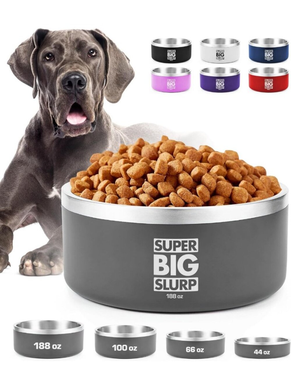 Heavy Duty Insulated Dog Bowl | Double Wall Stainless Steel | Non-Slip Cat Dish